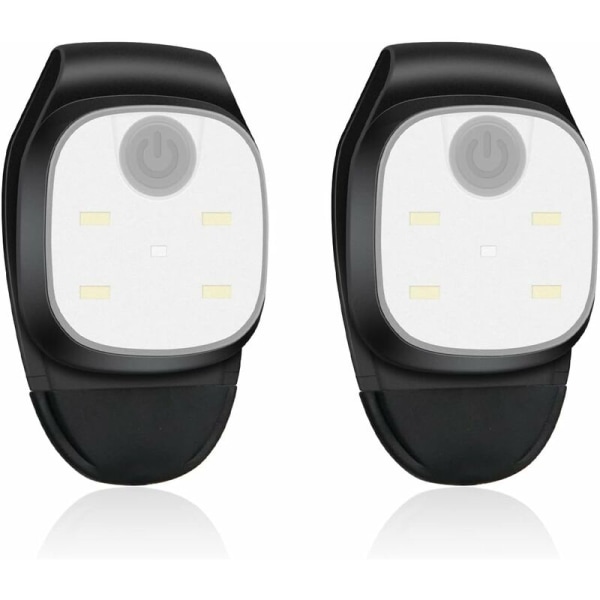 LED Pannlampa Bröstlampa 2 delar löparlampa med 4 ljuslägen Säkerhetslampa med klämma för utomhussport Löpcamping [Energiklass A