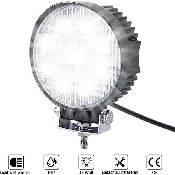 Pakke med 2 stk. 27W LED-arbejdslys Runde arbejdslys Offroad-projektør Flomlys Projektør Flomlys Arbejdslys til ATV SUV Traktor Have 1755LM