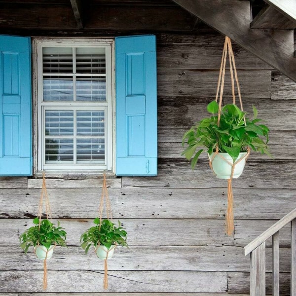 Pakker Macrame Planteophæng, Planteophæng Potte, til Ophængning Blomsterpotte Planteophæng Hængende Dekoration Balkon Hjem, 4 Reb Ben, 105cm