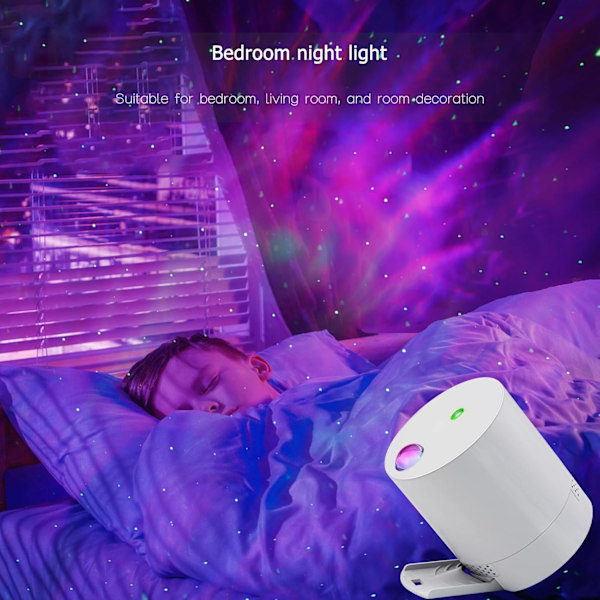 Galaxy Projektor Stjärnljusprojektor, Norrskensprojektor med Fjärrkontroll, justerbar färg, ljusstyrka och rörelsehastighet, nattlampa för vuxna