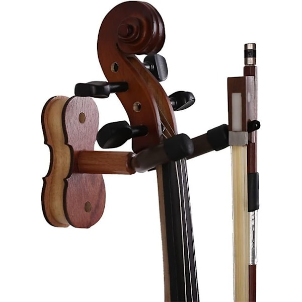 Väggfäste för violin med bågekrok - Hårdträ - För hem och studio