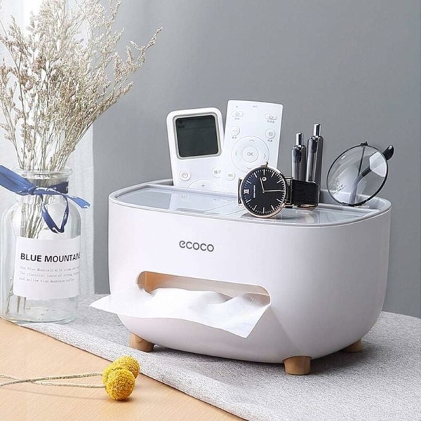 Tissue box, PVC tissue box, Multi-function box, Pen holder, Remote control holder, Tissue holder, Storage box, cosmetic tissue box (Grey-1)