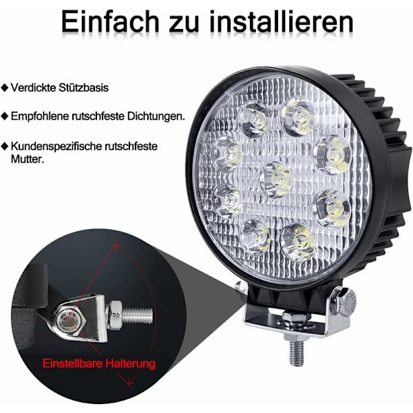 Pakke med 4 stk. 27W LED-arbejdslys Runde arbejdslys Offroad-projektør Flomlys Projektør Flomlys Arbejdslys til ATV SUV ATV Traktor Have 175