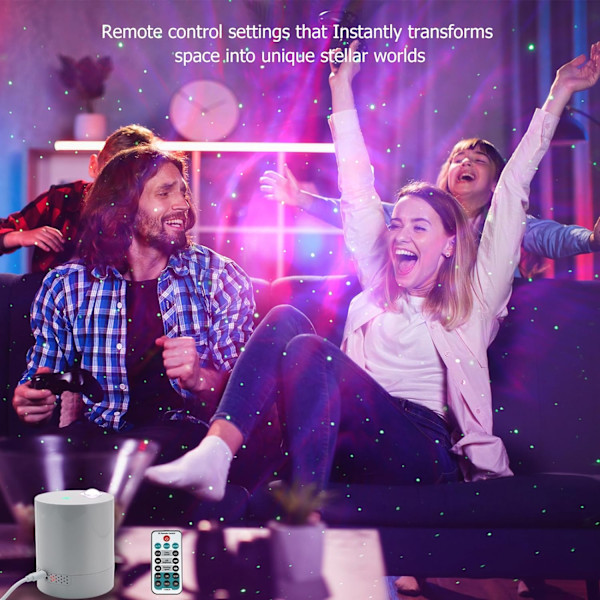 Galaxy Projektor Stjärnljusprojektor, Norrskensprojektor med Fjärrkontroll, justerbar färg, ljusstyrka och rörelsehastighet, nattlampa för vuxna