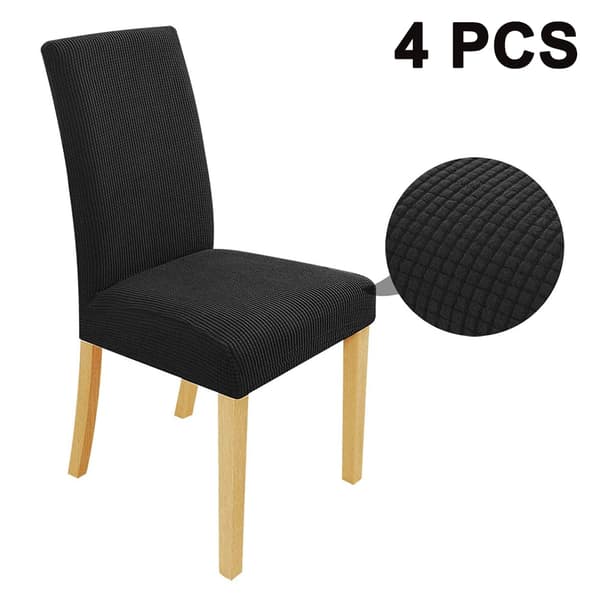 4-pack stolsöverdrag för matstolar, stretchiga och avtagbara, svarta