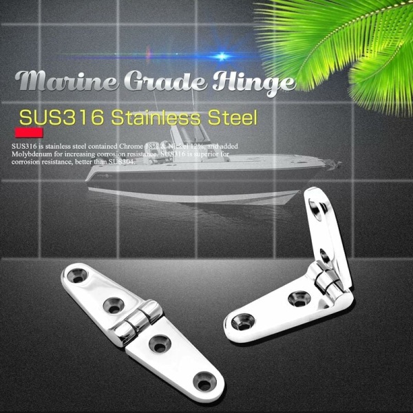 Stainless Steel Door Hinge Mirror Polished Cabinet Hinges For Marine Boat Hinges SUS316 25mmx100mm 2pcs