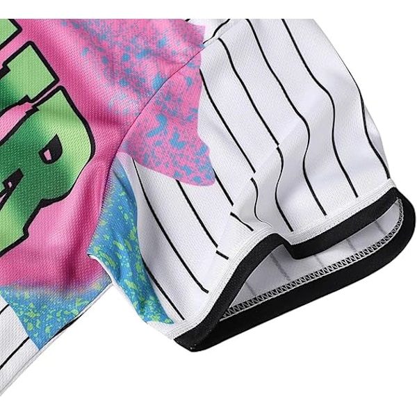 90'er Dame Tøj, Unisex Hip Hop Festtøj, Baseballjakke, Kortærmet Skjorte med Knapper - XL - Striber