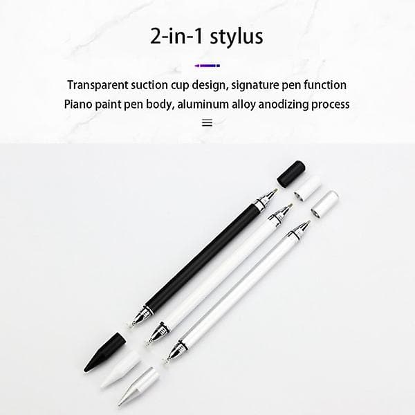 2-in-1 Stylus-kynä kirjoitustoiminnolla, valkoinen