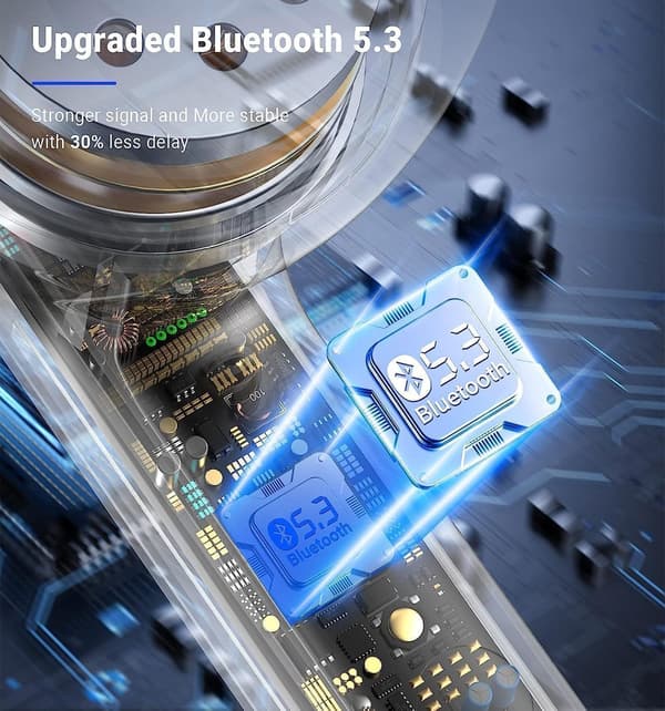 Bluetooth 5.3 Trådlösa Hörlurar - 40 timmars speltid, brusreducerande mikrofon, IPX8 vattentät för iPhone/Android