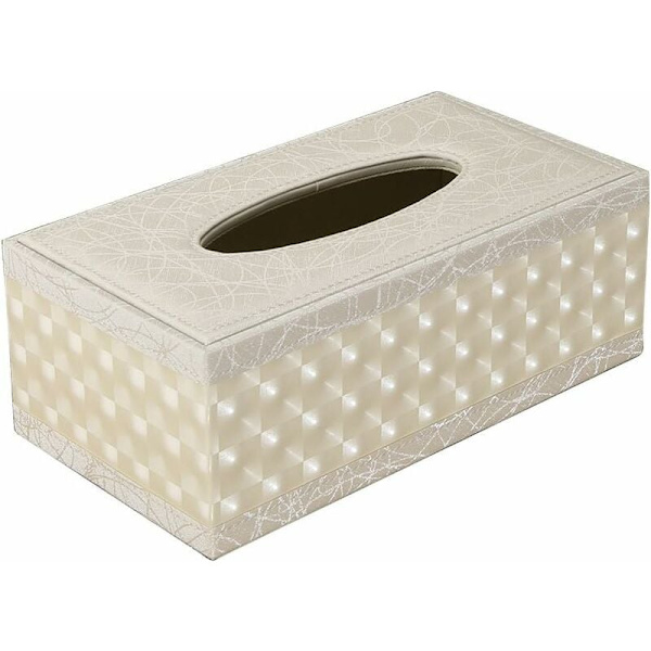 Suorakulmainen PU-nahkainen nenäliina-aski (beige) - Fei Yu