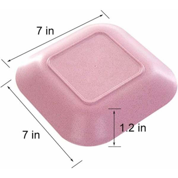 18cm Wheat Straw Dinner Plates, Microwave and Dishwasher Safe, Salads/Light Cakes BPA Free (Square, 4 Colors) HIASDFLS