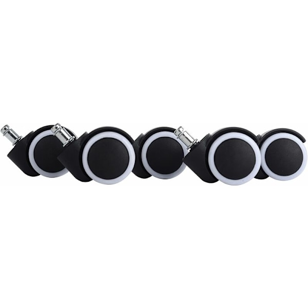 5 x Svingbare stolhjul for harde gulv 11mm 10mm/50mm Hjul for kontorstol Svart/Hvit HIASDFLS