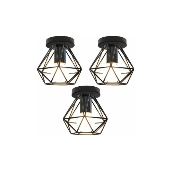 Vintage taklampa industriell stil retrodesign diamantbur metalllampa för vardagsrum i sovrum matsal (utan glödlampa)(x3)