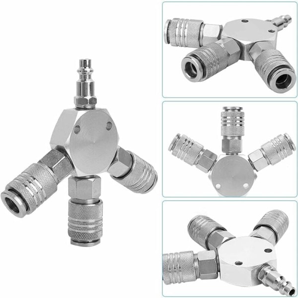 2 stk. Komprimert luft Y-splitter - Hurtigkobling - 3-veis - Pneumatisk kobling - Hurtigkobling - 1/4 F-NPT