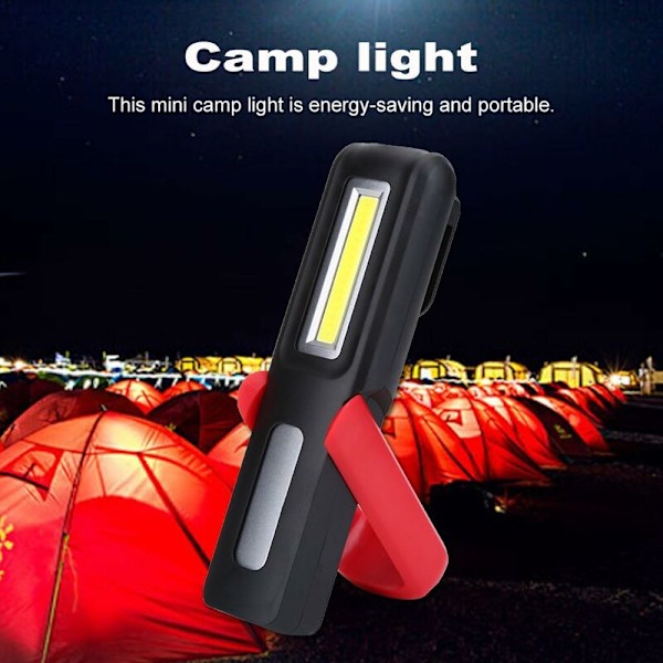 COB Bærbar LED-lampe USB-opladelig COB arbejdslampe Multifunktionel lommelygte med hængekrog, magnetiske holdere til autoreparation, camping