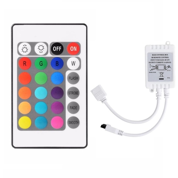24-knapps fjernkontroll + LED-kontroller DC12V RGB-kontrollboks IR-lysstripekontroller for 5050 2835 RGB-lysstripe