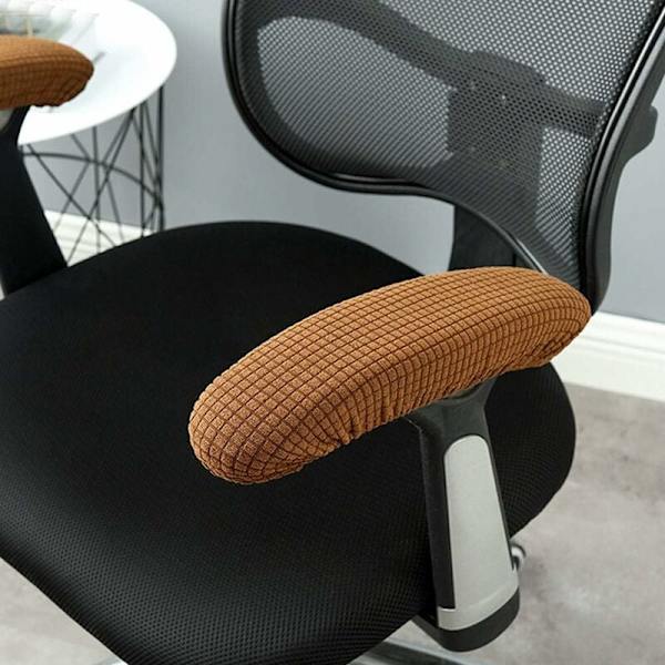 1 Polyester Armlenestoltrekk for Dobbelt Kontorstol Avtagbar Elastisk Vaskbar Vanntett Stoff Armlenepute (Lysebrun) HIASDFLS