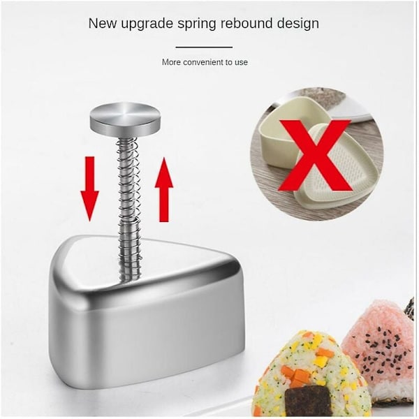 Onigiri-form, rustfrit stål risbolleform, klassisk trekant Musubi-form til frokostbento og Ho