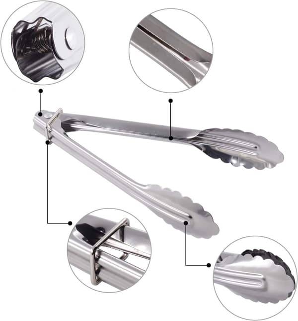 Mini Serveringsklyper i Rustfritt Stål Små Metallklyper (7 Tommer 3 Stykker)