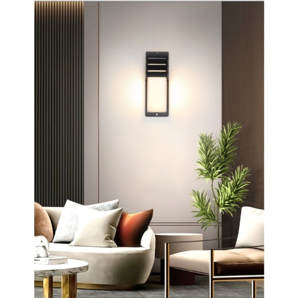9W LED-vägglampa, enkel modern vägglampa, alltid på, varmt ljus, vattentät nattlampa för trädgård, balkong, däck, korridor, uteplats, utomhus