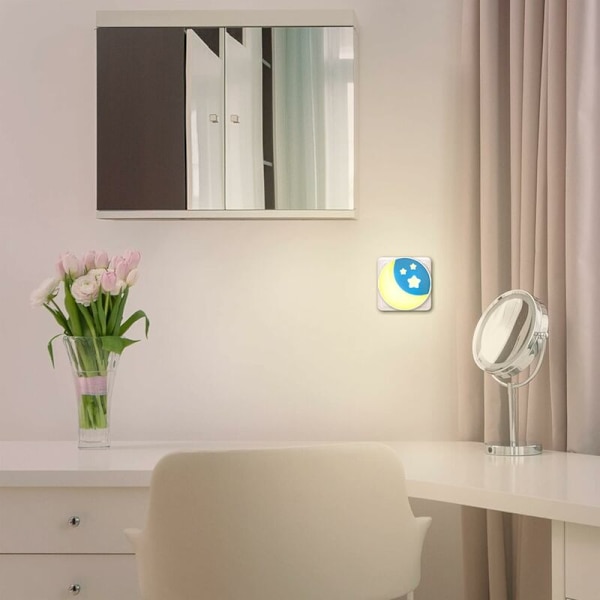 Nattlys for barn, elektrisk stikkontakt [2-pakning] med skumringssensor, liten LED-koranvegglampe for babyrom, veggmontert nattlampe, Corr