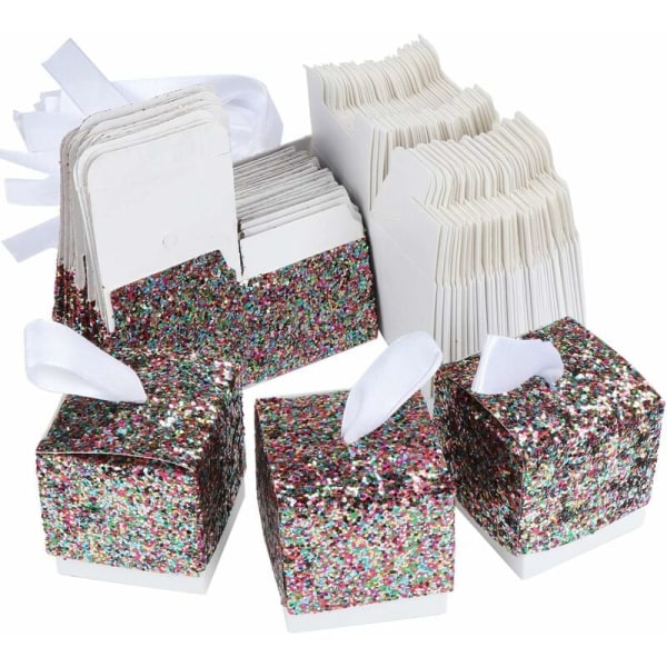 Mjuk pappersgodisbox, bröllop fluffig presentask, kreativ pappersfest presentask - färgglad 25 st - Fei Yu