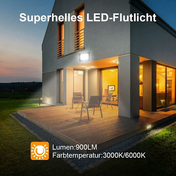 5x 10W LED-projektører, superlys stærk projektør 900LM udendørs vandtæt IP66 varm hvid 3000K vægbelysning til stadion sportsplads gårdhave