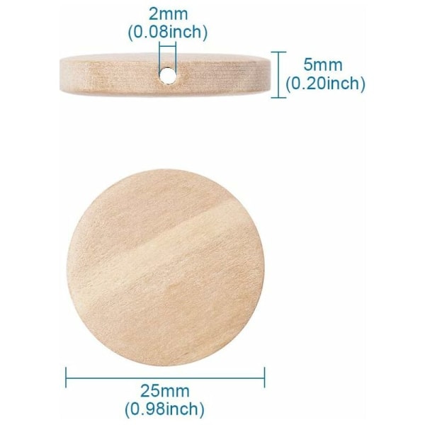 Woodworking›Raw Wood 50Pcs Natural Unfinished Flat Round Wood Coin Wooden Beads Circle Discs 25x5mm for DIY Jewelry Making -DENUOTOP