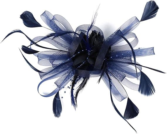 Tyylikäs fascinator naisille, hattu höyhenillä, hiusklipsi, asuste