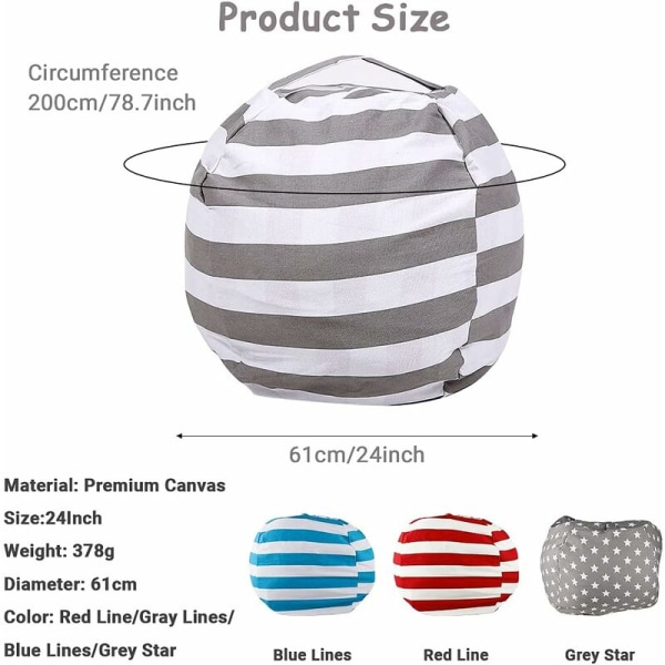 Kids Plush Storage Bag, Plush Bean Bag Pouf, Pouffe Soft Toy Storage Bag, Canvas Toy Storage Bag with Zipper 丨 Large Capacity 24Inches 丨 for