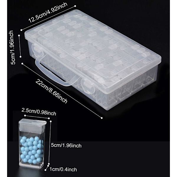 Diamantmålning Box, Varje Förvaringslåda med 64 Minifack, Rutnät, 5D Diamantmålning Verktyg och Korsbehållare Tillbehör för DIY-Fe