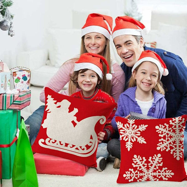 4PCS Juleputetrekk i Bomull Lerret, Juleputetrekk, Juleputetrekk, Juleputer, Jule Snøfnugg Sofa C