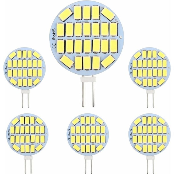 G4 LED-lamppu 3W, AC/DC12-24V, 300LM viileä valkoinen 6000K, 24x5730 SMD, 30w halogeenilamppu vastaa, himmennettävä, G4 pyöreä LED-lamppu kaappiin L