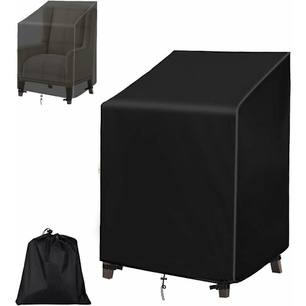 Havemøbelbetræk (68 68 80/120cm), 420D Oxford Vandtæt Stakbar Stolebetræk, Udendørs Stakbar Lænestolbetræk, Have Lounge Betræk