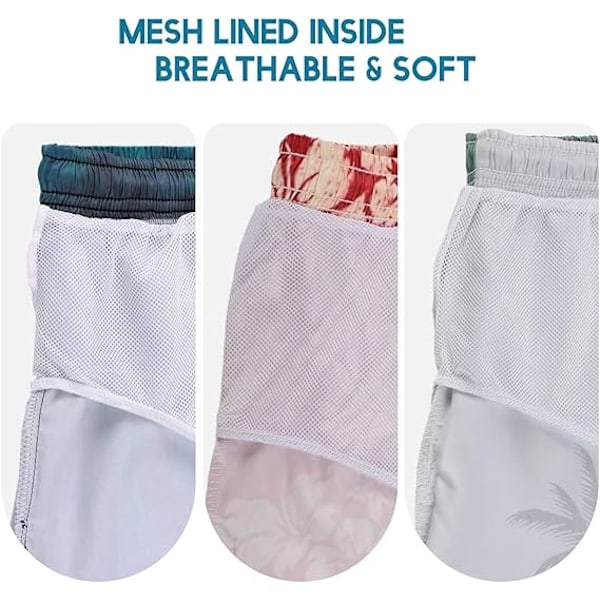 Badbyxor för män, Hawaiianska badshorts med meshfoder, badkläder, strandshorts med fickor, storlek XL