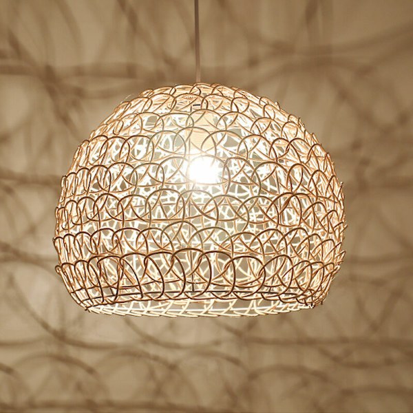 Håndvevd bambuspendellampe 25 cm, landlig stil, retro pendellampe, håndvevd rotting bambusskjerm, stue, soverom, høydejusterbar taklampe