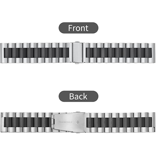 20mm Metallklokkereim - Svart Hurtigutløser Erstatningsreimer for Menn og Kvinner - Armbåndsur i Rustfritt Stål for Smartklokke - 16mm 18mm 2