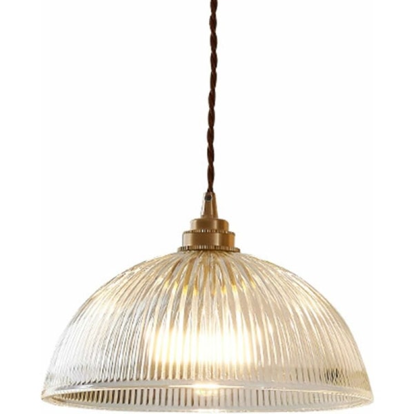 Industriell Vintage Klar Glass Dome Pendellampe med Kobber Messing E27 Base Luster Loft Takhengende Lampe (21cm)