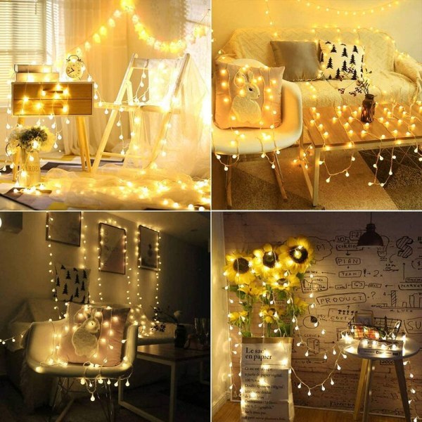 Eventyrlys, 80 LED julekulelys 8 moduser med timerfunksjon, vanntett LED-eventyrlys for innendørs og utendørs, soverom, fest,