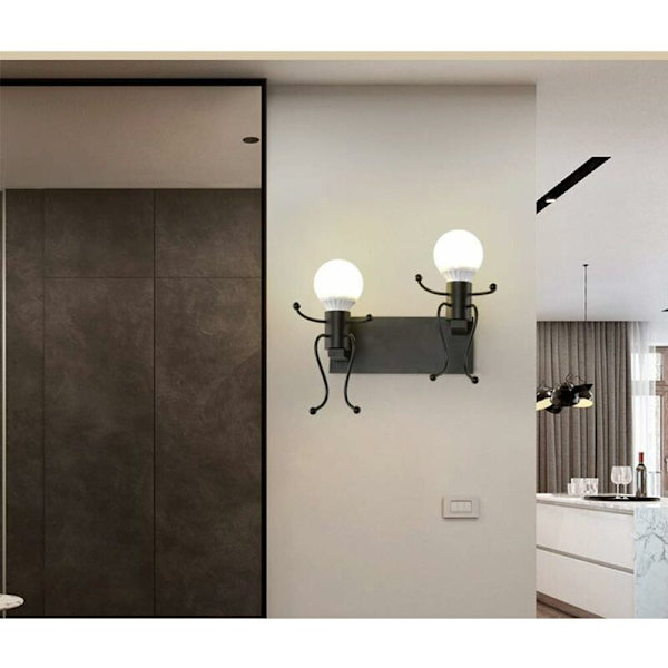 Tegneserie Design Børneværelse Væglampe, Kreative Væglampetter E27 Jern Indendørs Lampe Moderne Væglamper, Gang, Soveværelse, Køkken, Bar, Café, Re