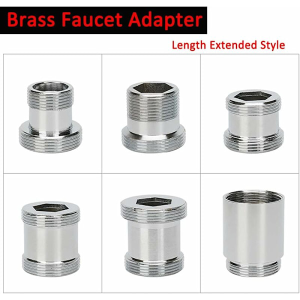 2 stk. messinghane-adapter, 22 mm han NPT-gevind, hane-lufteradapter til vaskehaner, vandrensningsadapter (M22 - M22)-DENUOTOP
