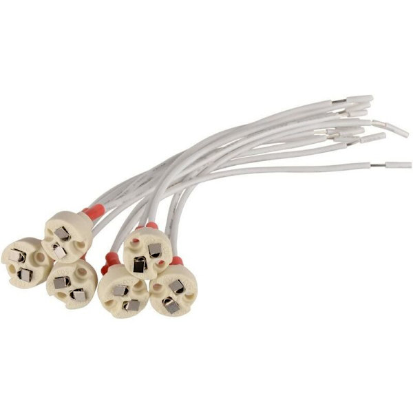 6 stk. MR16 lampefatning, 16 cm stikadapter til MR16 GU5.3 keramisk CFL halogenpære [energiklasse A+]