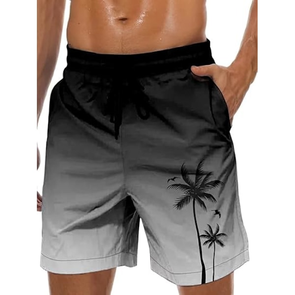 Badbyxor för män, Hawaiianska badshorts med meshfoder, badkläder, strandshorts med fickor, storlek XL