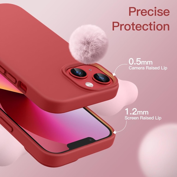 iPhone 13 Kuori, Silikonikuori, 6,1 tuumaa, Punainen