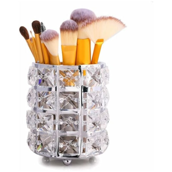 Pot Makeup Brush Holder Makeup Opbevaringsarrangør, Sølv 9  12cm