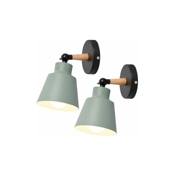 Sæt med 2 moderne industrielle metal væglamper E27 Edison loftlampe til cafe bar gang Spisestue Stue Soveværelse (grøn) HIASD
