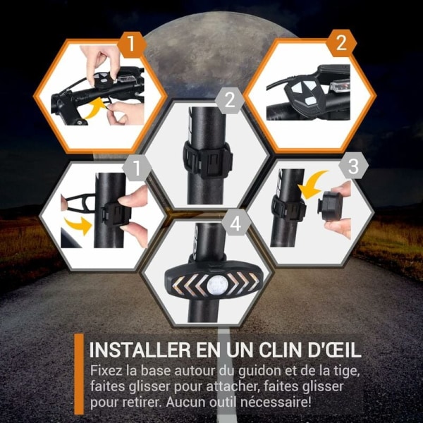Sykkel-Scooter Lyd Blinkende Baklys, Trådløs Fjernkontroll, 6 Lysmoduser, USB Oppladbar, Vanntett-Lett-Slitesterk, Instant