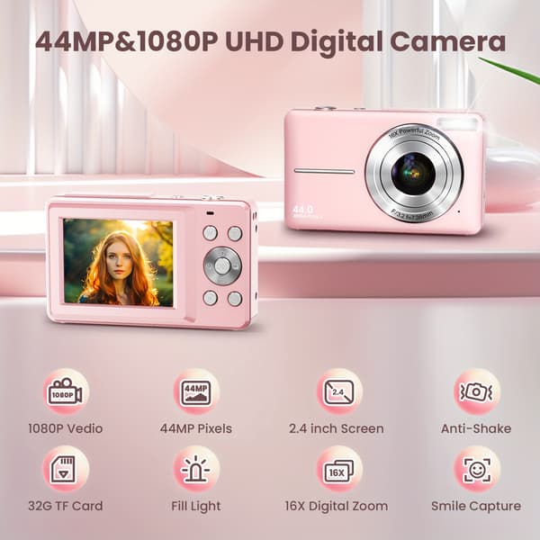 Digitalkamera Kompaktkamera 1080P Dc403 Rosa