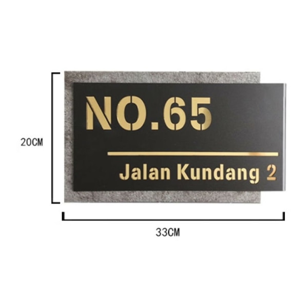 Dørnummerplakett Husnummer og navn  Tilpassbare tall og bokstaver  200 x 330mm  Akrylmateriale  gull skrift-DENUOTOP