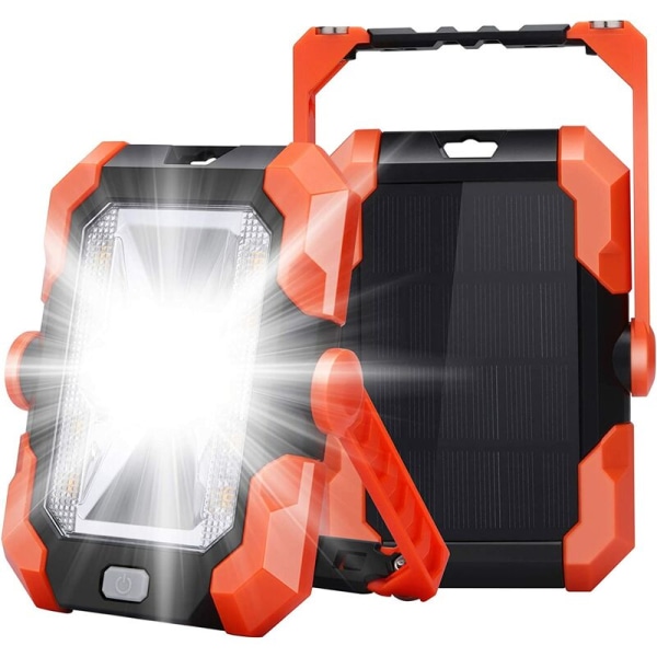Genopladelig LED-projektør USB solcelleopladning projektør byggepladslys arbejdslampe bærbar lanterne med 4 SOS-tilstande 360° rotation